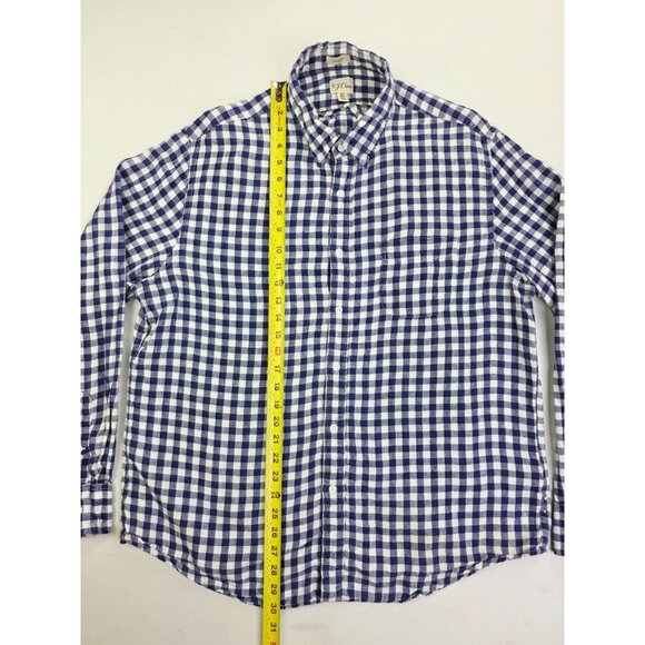 J. Crew Classic Baird Mcnutt Irish Linen Size XL Mens Blue White Check Shirt - Picture 10 of 11